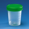Urine beaker, PP, screw cap grad. to 125 ml, non-sterile, green cap, 1000 Pcs.