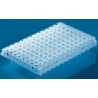 96-well PCR plate, semi-skirted, low profile, clear, blue coding, cut corner A12, PP, 50 Pcs.