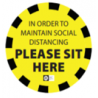 Circular "Please Sit Here" Sticker 300mm x 300mm (WxH) Standard Design