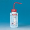 Wash bottle, PE-LD, wide-neck, 250 ml, Acetone, red, with valve, 5 Pcs.